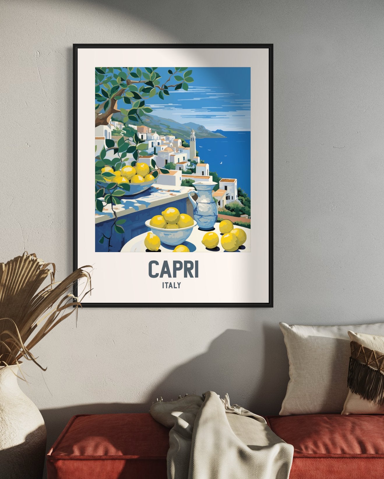 Capri Italy Travel Print, Capri Wall Decor, Capri Home Living Decor, Capri  Italy Illustration Travel Poster For Capri Italy Home Decor